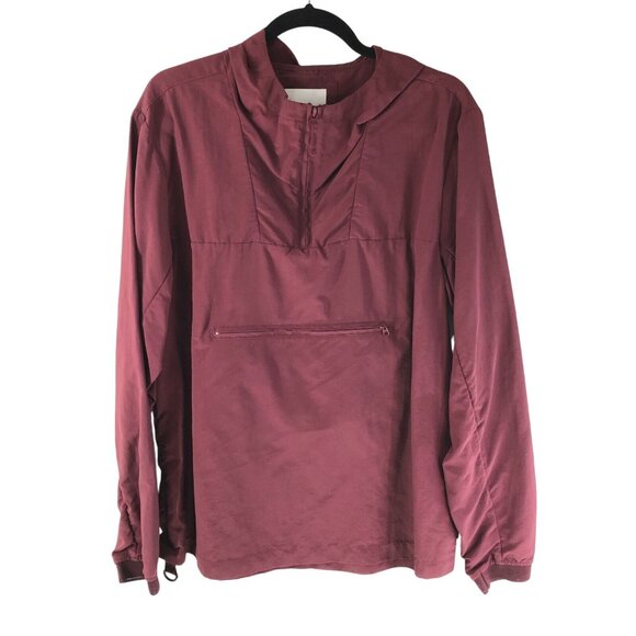 Tavik Mens Windbreaker Pullover Jacket Hooded 1/4 Zip Pocket Burgundy Size M - Picture 1 of 9